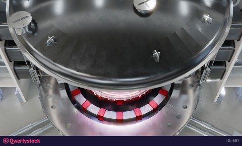 ITER Tokamak nuclear reactor with internal communications and plasma inside video 651